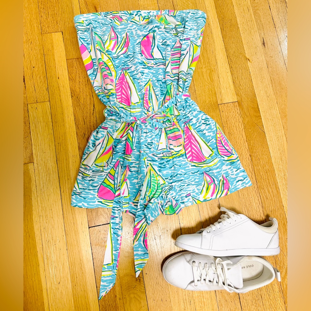 Lilly Pulitzer. nautical boat print. Medium. Bow Romper